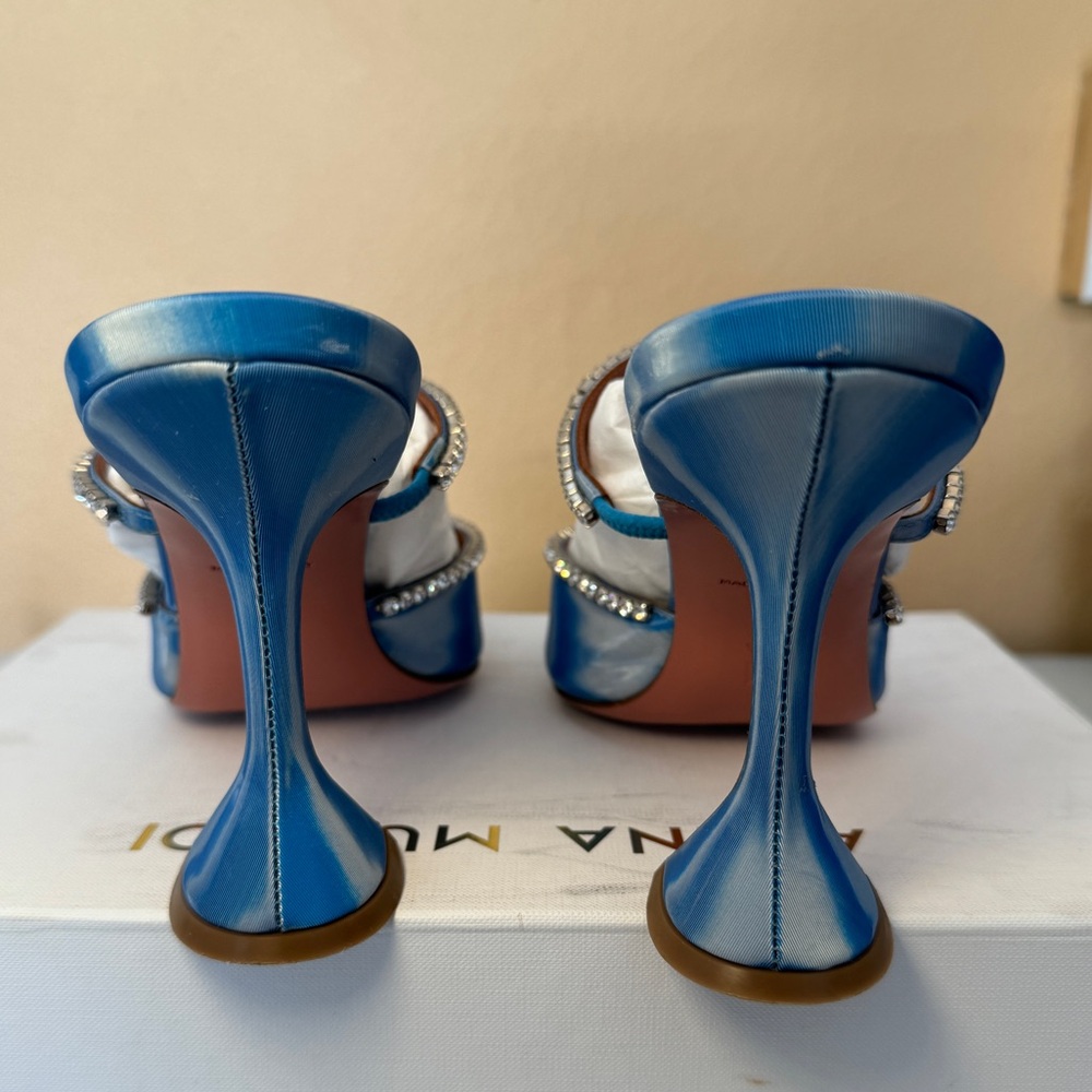 AMINA MUADDI GILDA MIRROR MULES OMBRÉ BLUE WHITE SIZE 42 WOMENS HEELS - Picture 5 of 12